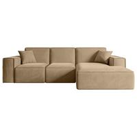 ECKSOFA Ottomane Rechts SERRA-L - 266x169x80 cm Beige Velours - Beige/Schwarz, Holzwerkstoff/Kunststoff (266/169cm) - ALTDECOR