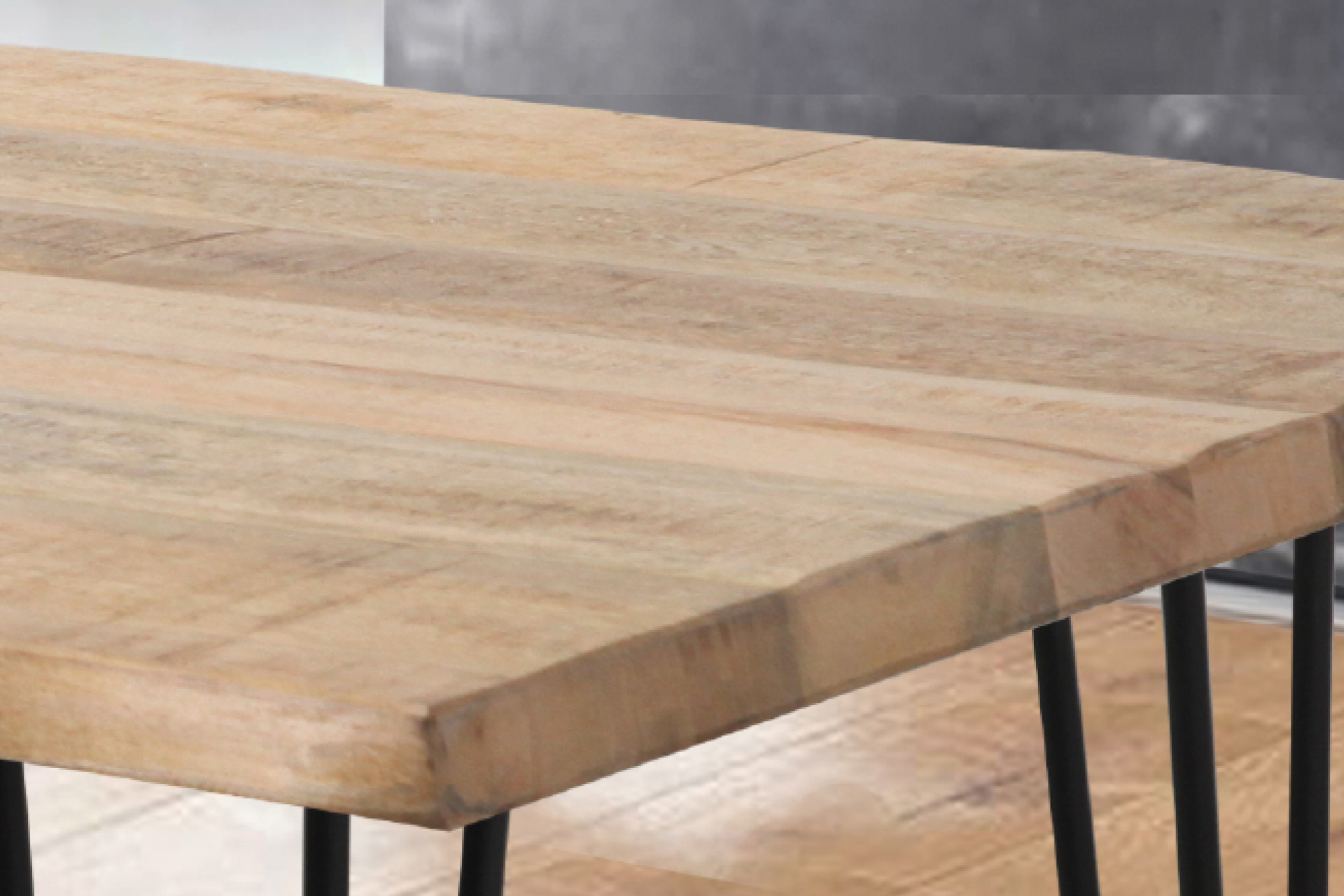 Esstisch Echtholz Mangoholz Hartholz Baumkante rechteckig 