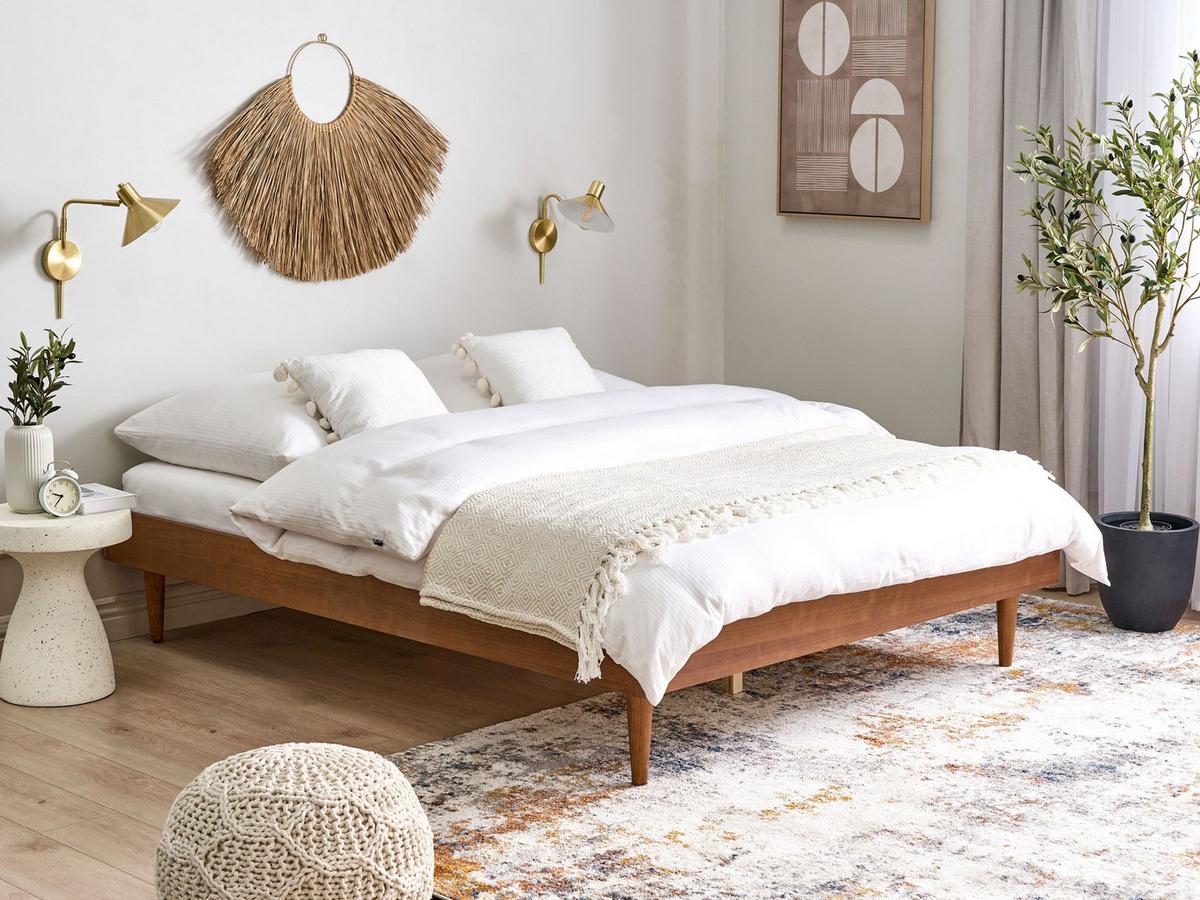 BETT mit Lattenrost 140/200 cm Braun Toucy - Braun, Holzwerkstoff (140/200cm) - Beliani