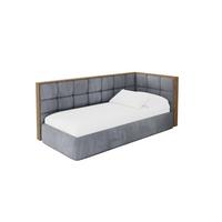 EINZELLBETT Jugendbett mit Bettkasten und Matratze H3/H4, Links - SOVY 90x200 Grau - Grau, Holzwerkstoff/Textil (90/200cm) - ALTDECOR