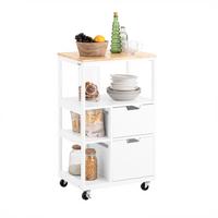 KÜCHENWAGEN mit 2 Schubladen und 3 Ablagen, Weiß 89x53x37cm - Weiß, Holz/Holzwerkstoff (53/89/37cm) - SoBuy