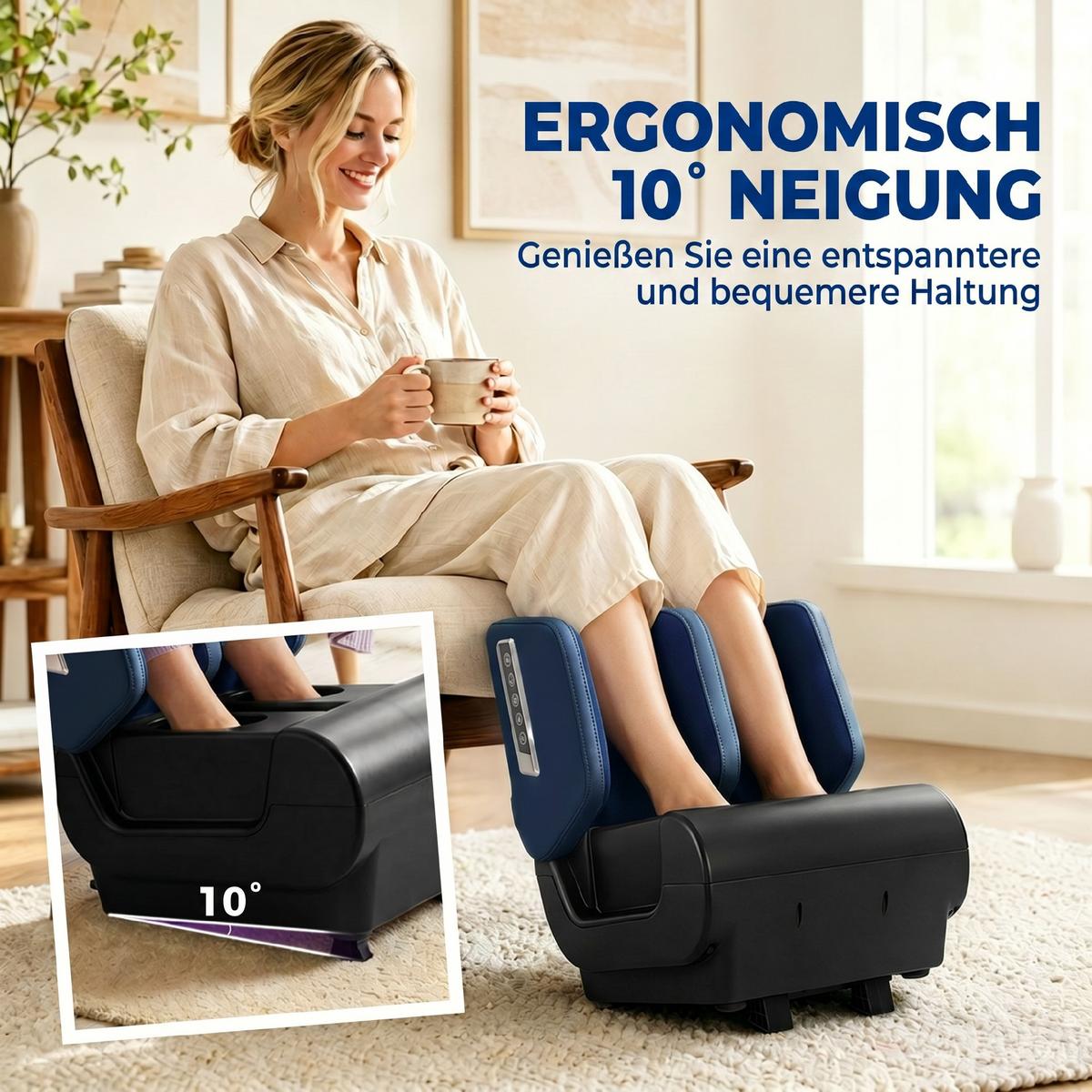 BEINMASSAGEGERÄT Stoff Blau Schwarz - Blau, Kunststoff (37/46/38cm) - HOMCOM