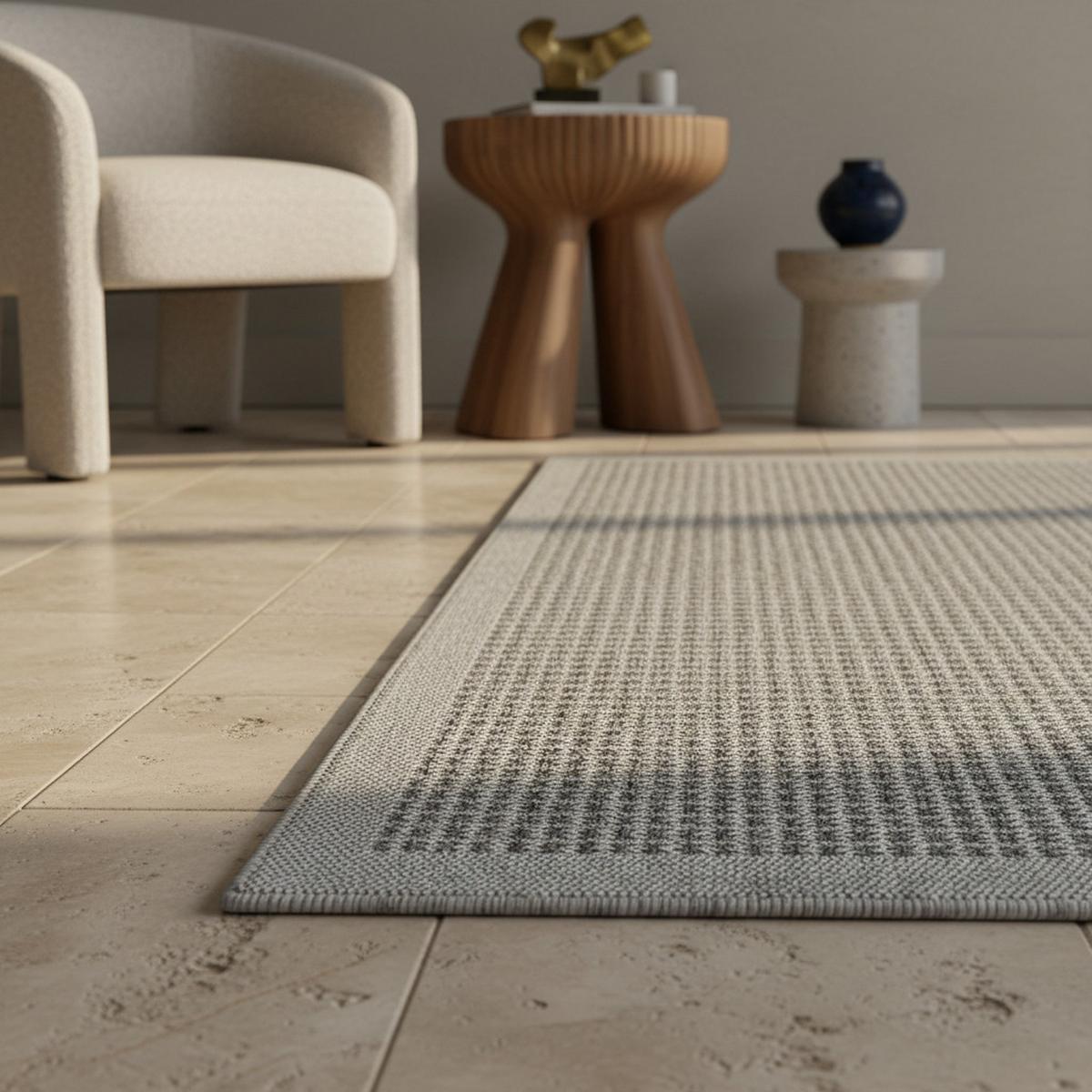 TEPPICH Outdoor DAFNE in Grau, einfarbig, 60 x 100 cm - Grau, Textil (100/60cm) - KADIMA DESIGN