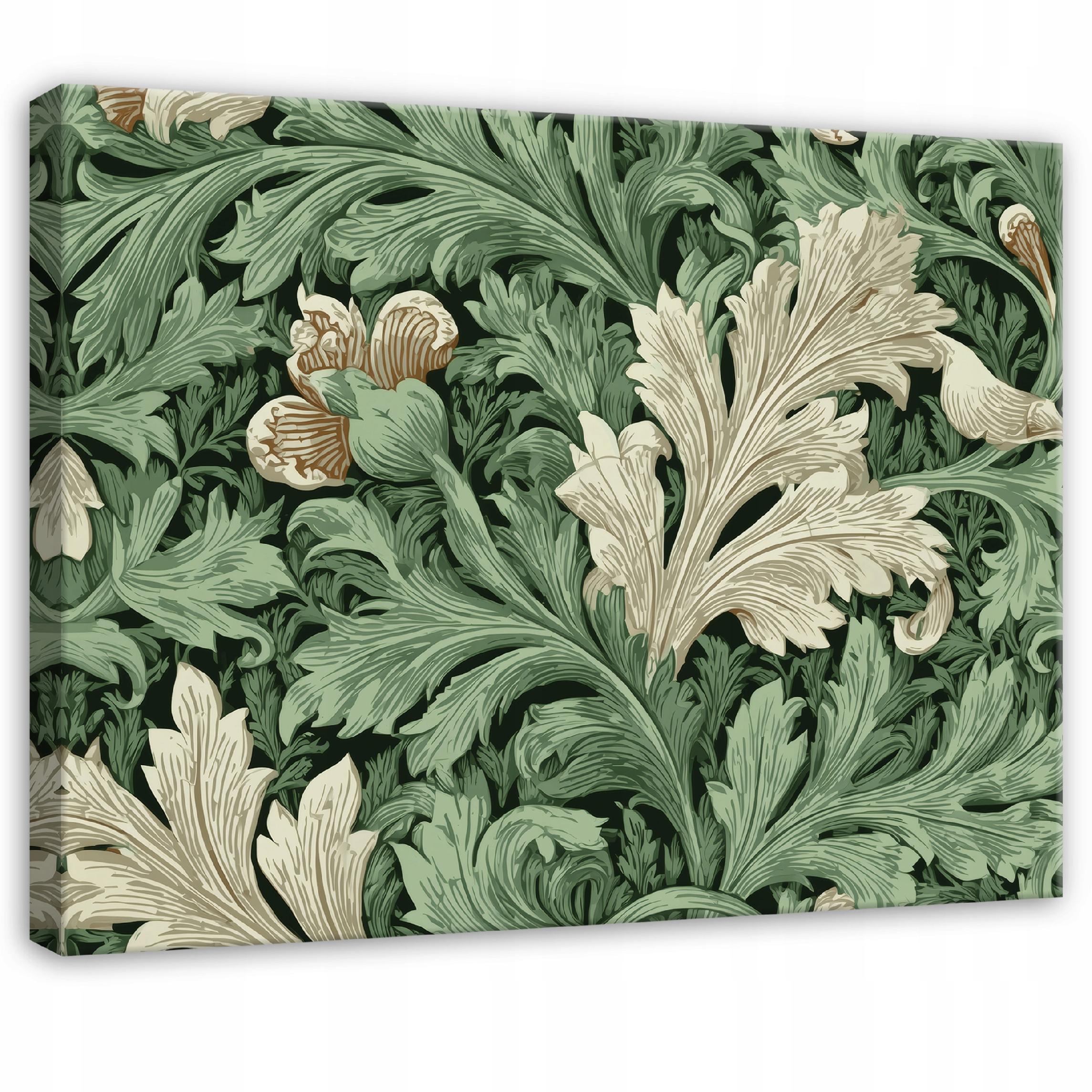 LEINWANDBILD Blätter Vintage Grün 60x40 cm - Multicolor, Holzwerkstoff (60/40cm) - Wallarena