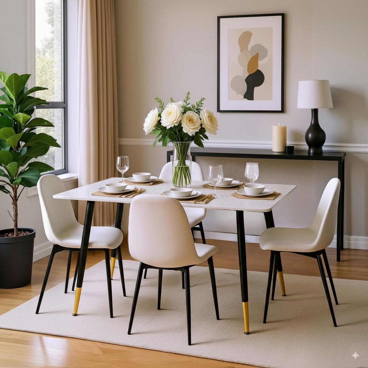 ESSTISCH 110/70/75 cm Rechteckige weiße Marmoroptik - Schwarz, Holz/Metall (70/110/75cm) - Urban Meuble