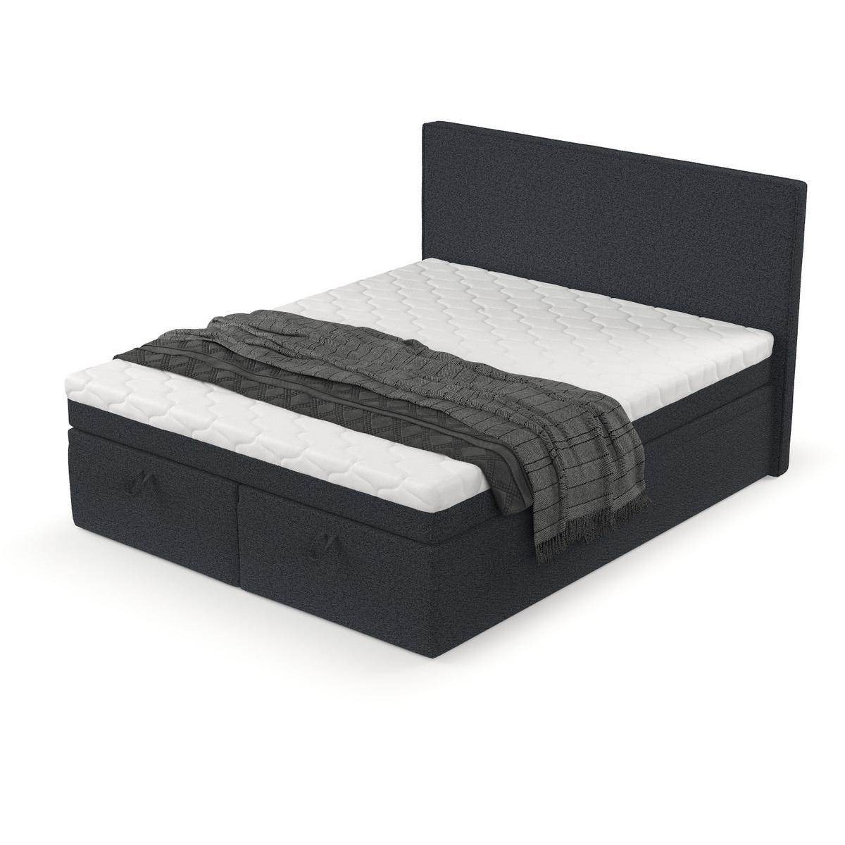 BOXBETT Zalla 140/200 cm Anthrazit im Riva Stoff - Anthrazit/Schwarz, Holz/Holzwerkstoff (140/200cm) - AltaBeds