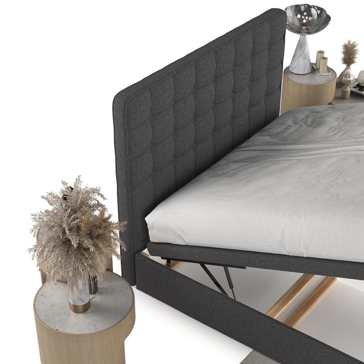 POLSTERBETT Celestia mit Stauraum 160/200 cm Anthrazit im Megan Stoff - Anthrazit/Schwarz, Holz/Holzwerkstoff (160/200cm) - AltaBeds
