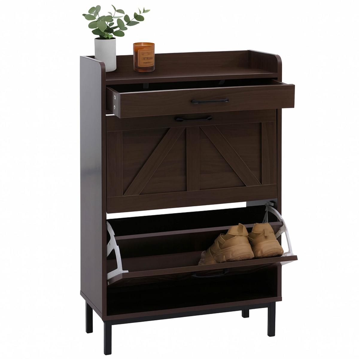 SCHUHKIPPER Dunkelbraun - Dunkelbraun, Holz (60/95/24cm) - MCW