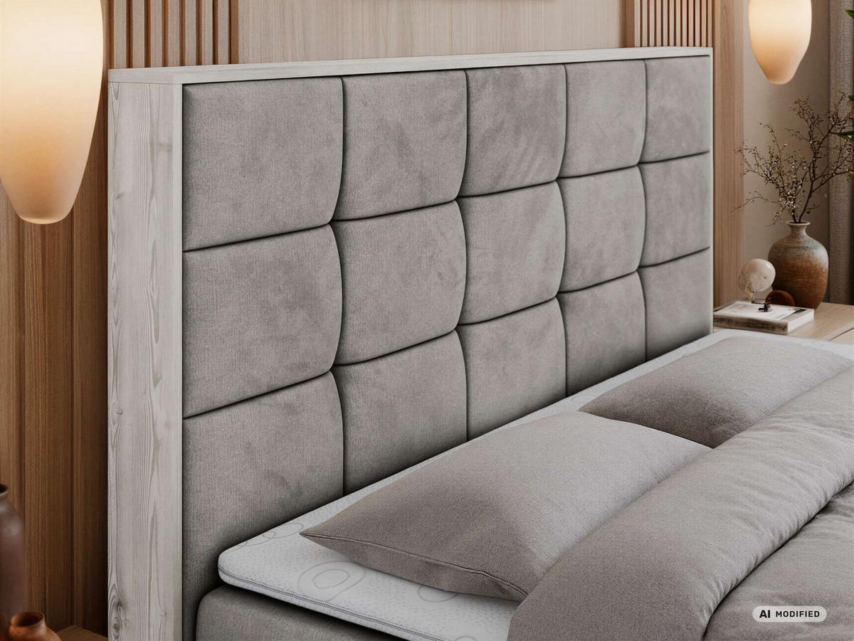 BOXBETT ALNOR 140/200 Hellgrau Velvet - Topper T25 - H3 - Hellgrau/Schwarz, Kunststoff/Textil (140/200cm) - MKS