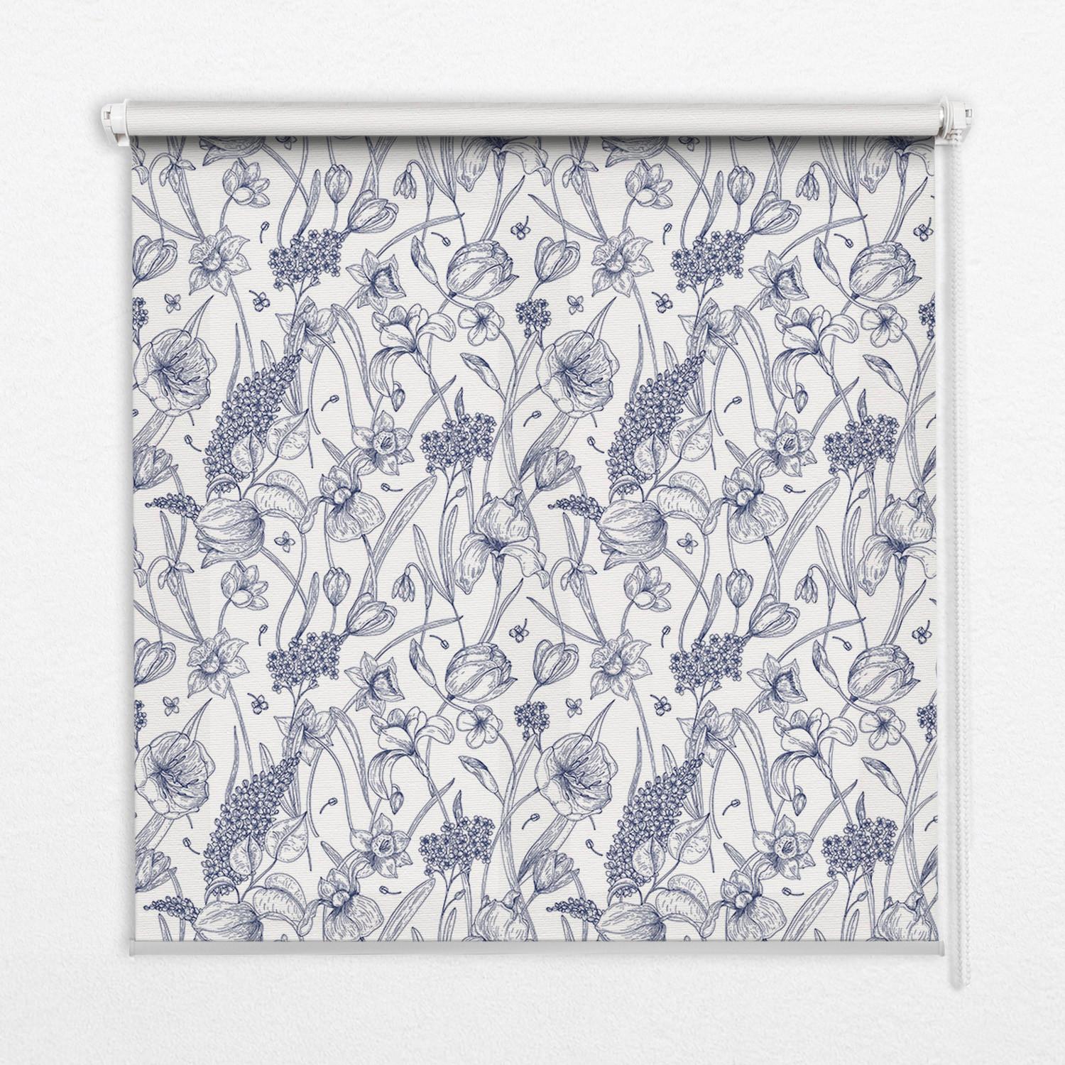 INNENROLLO - Fensterrollo - Rollo - 70x140 cm - Wildblumen - Blau, Kunststoff (70/140/0.5cm) - TULUP