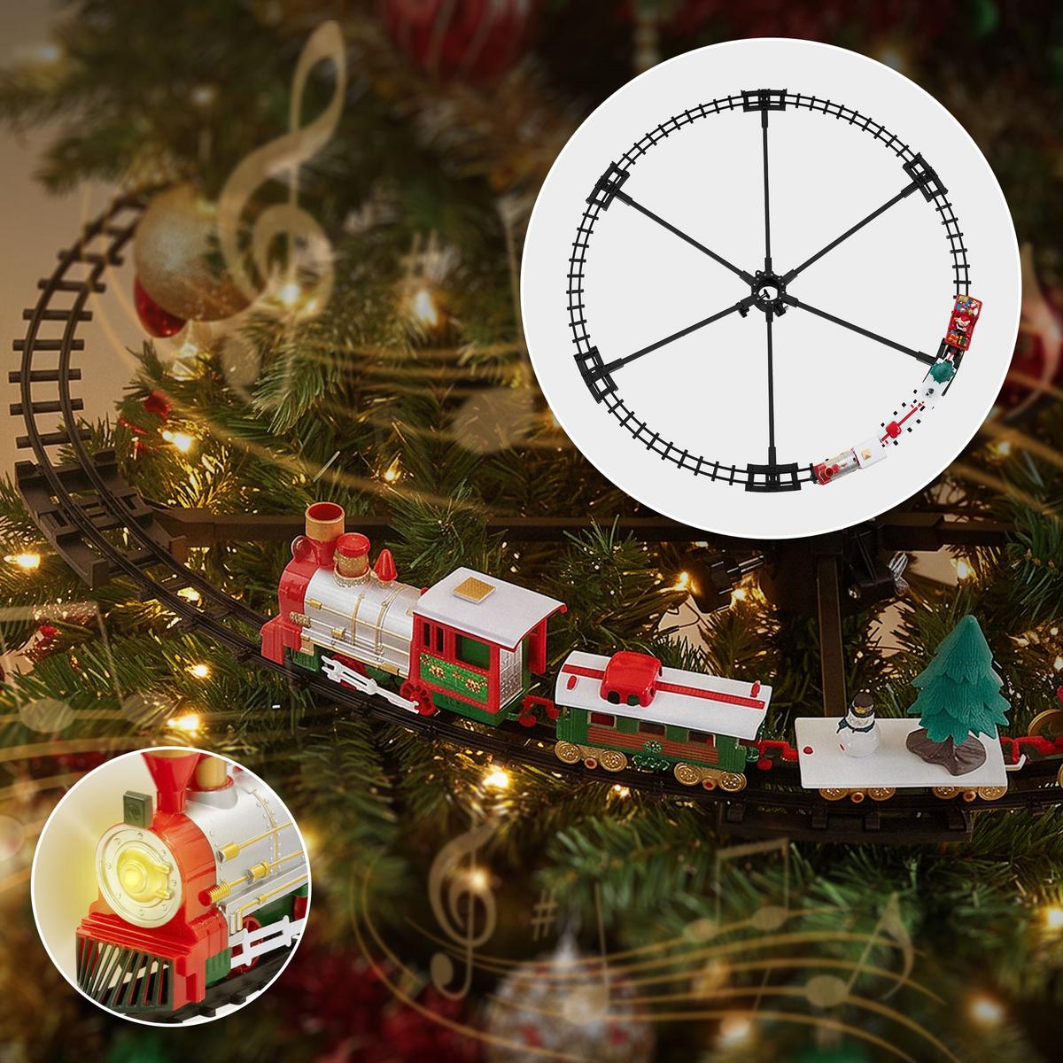 WEIHNACHTSZUG Set mit Licht & Sound Ø87,5 cm Weihnachtsdeko batteriebetrieben - Multicolor, Kunststoff (87.5/24/87.5cm) - ECD-Germany