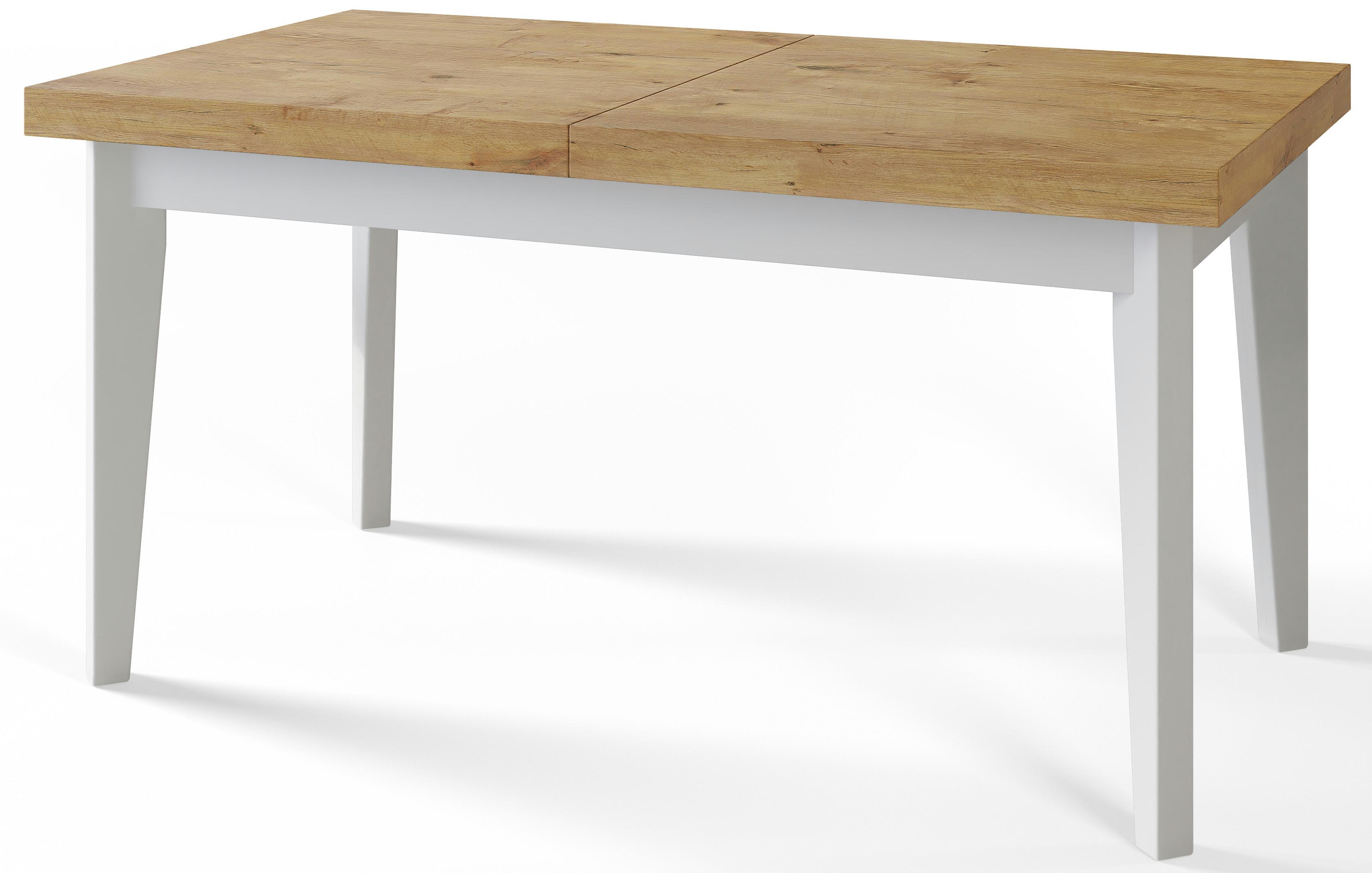 RECHTECKIGER Esszimmertisch SKANDI, ausziehbarer Tisch, Größe: 200-300X100X78 cm, Wohnzimmertisch Farbe: LANCELOT, mit Holzbeinen in Farbe Weiß - Beige/Weiß, Holzwerkstoff (200/100/78cm) - Alpi-Möbel