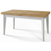 RECHTECKIGER Esszimmertisch SKANDI, ausziehbarer Tisch, Größe: 200-300X100X78 cm, Wohnzimmertisch Farbe: LANCELOT, mit Holzbeinen in Farbe Weiß - Beige/Weiß, Holzwerkstoff (200/100/78cm) - Alpi-Möbel