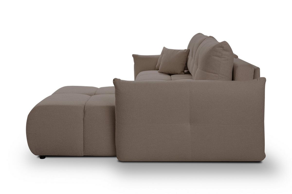 ECKSOFA MODA E Braun Geflochtener Stoff mit Schlaffunktion - Braun, Holz (257/177cm) - MASSENO