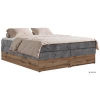 BOXSPRINGBETT WOOD ZERO KING 180/200 - Grau Cord - Topper T25 - H3 - Schwarz/Grau, Kunststoff/Textil (180/200cm) - MKS