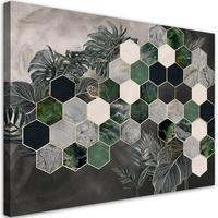 WANDBILD monstera sechseckblätter - Grau, Textil (60/40cm) - Feeby