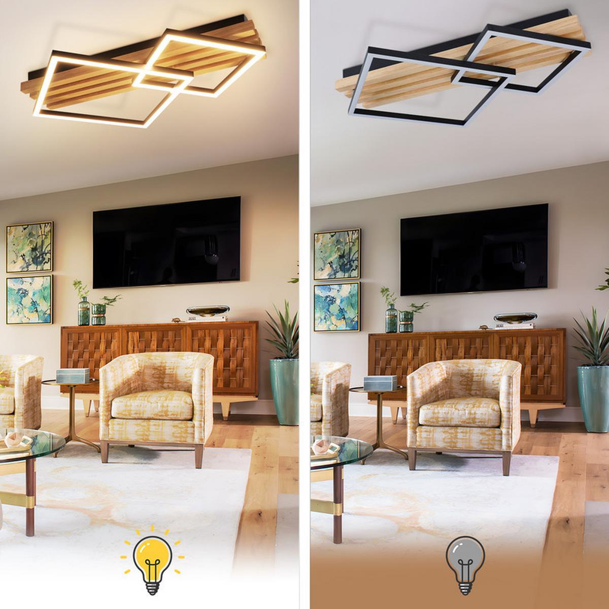 LED-DECKENLEUCHTE Eleganz II 8.8/56.6/41.6cm - Eschefarben, Holz (8.8/56.6/41.6cm) - Nettlife