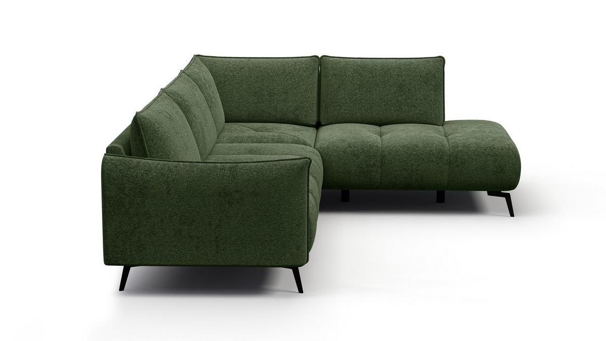ECKSOFA AERA 5-Sitzer rechts, dunkelgrün - Dunkelgrün/Schwarz, Holz/Textil (268/206cm) - Wozimo