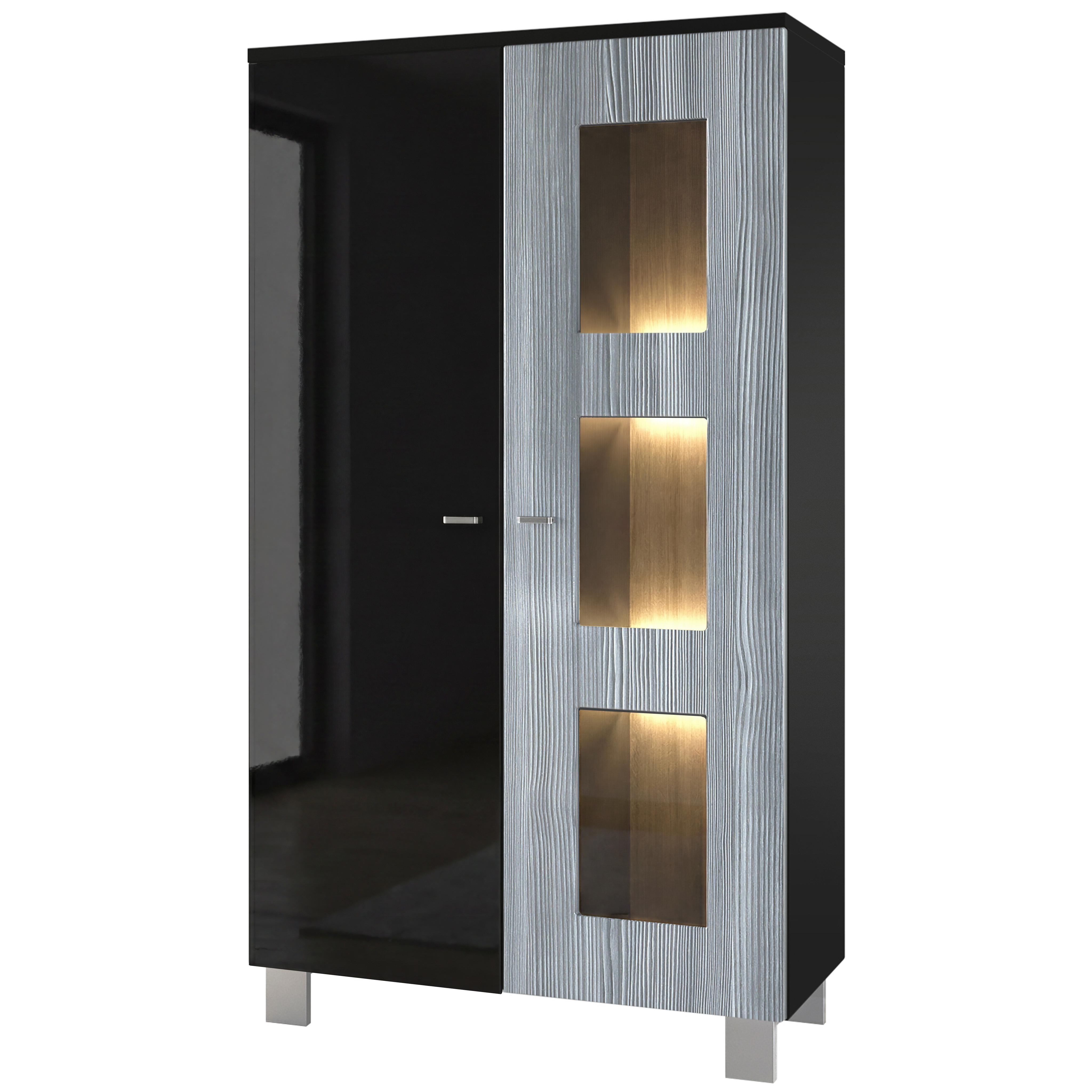 VITRINE Denjo Tür in Avola-Anthrazit - Anthrazit, Holzwerkstoff (71/129/35cm) - Vladon