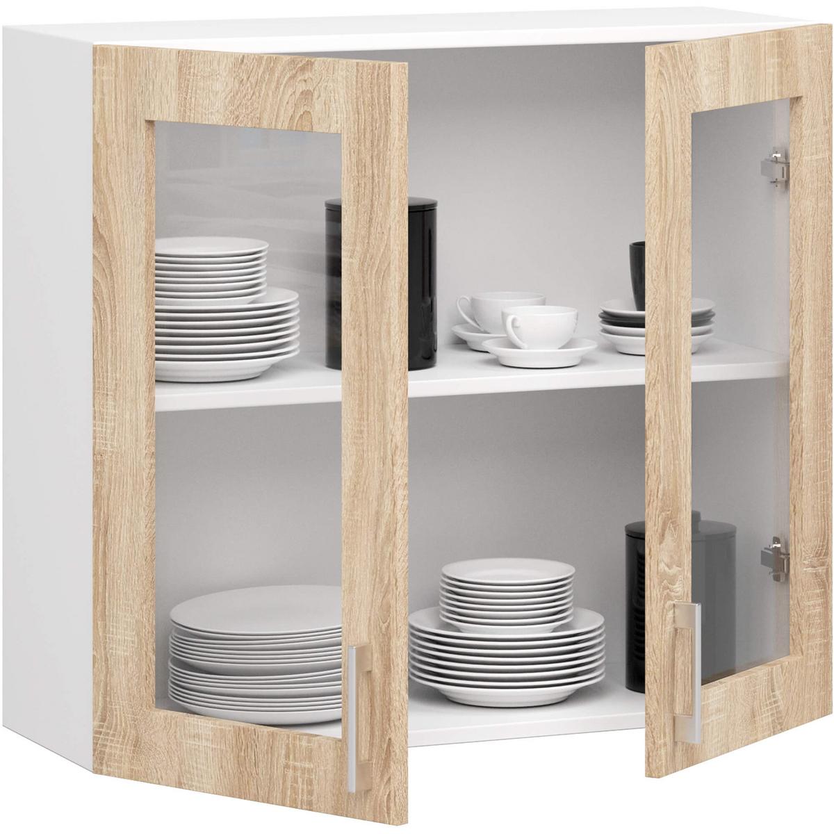 HÄNGESCHRANK Weiß, Eiche Sonoma 72/80/30,5 - Weiß/Sonoma Eiche, Holzwerkstoff (80/72/30.5cm) - RAUMHIRSCH FURNITURE