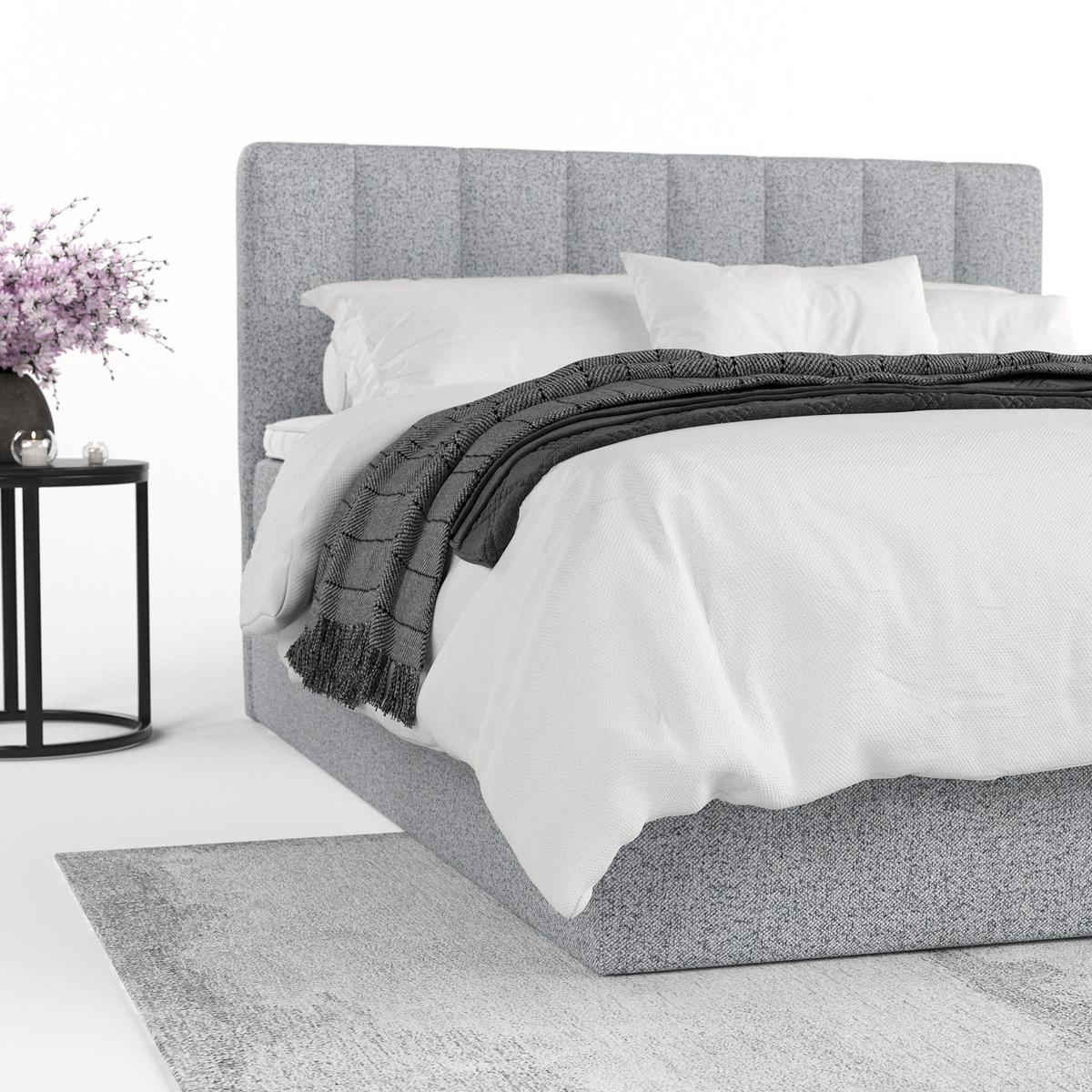 BOXBETT Lusso 140/200 cm Grau im Riva Stoff - Schwarz/Grau, Holz/Holzwerkstoff (140/200cm) - AltaBeds