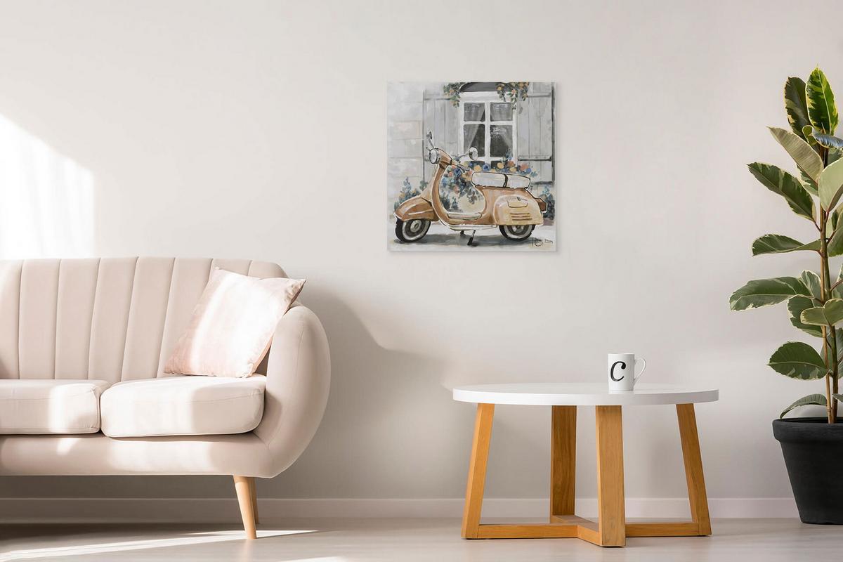 ACRYLBILD HANDGEMALT 60/60 cm - Beige/Grau, Holz/Textil (60/60cm) - KUNSTLOFT