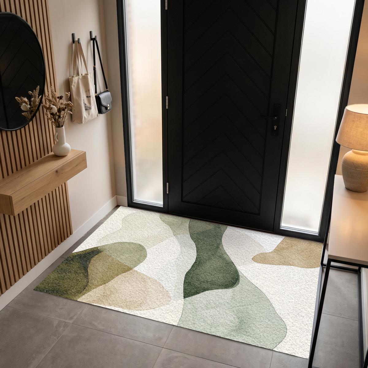 FUSSMATTE Japandi - Abstrakt - Grün Schmutzfangmatte 180x120 cm - Multicolor, Kunststoff (180/0.4cm) - MuchoWow