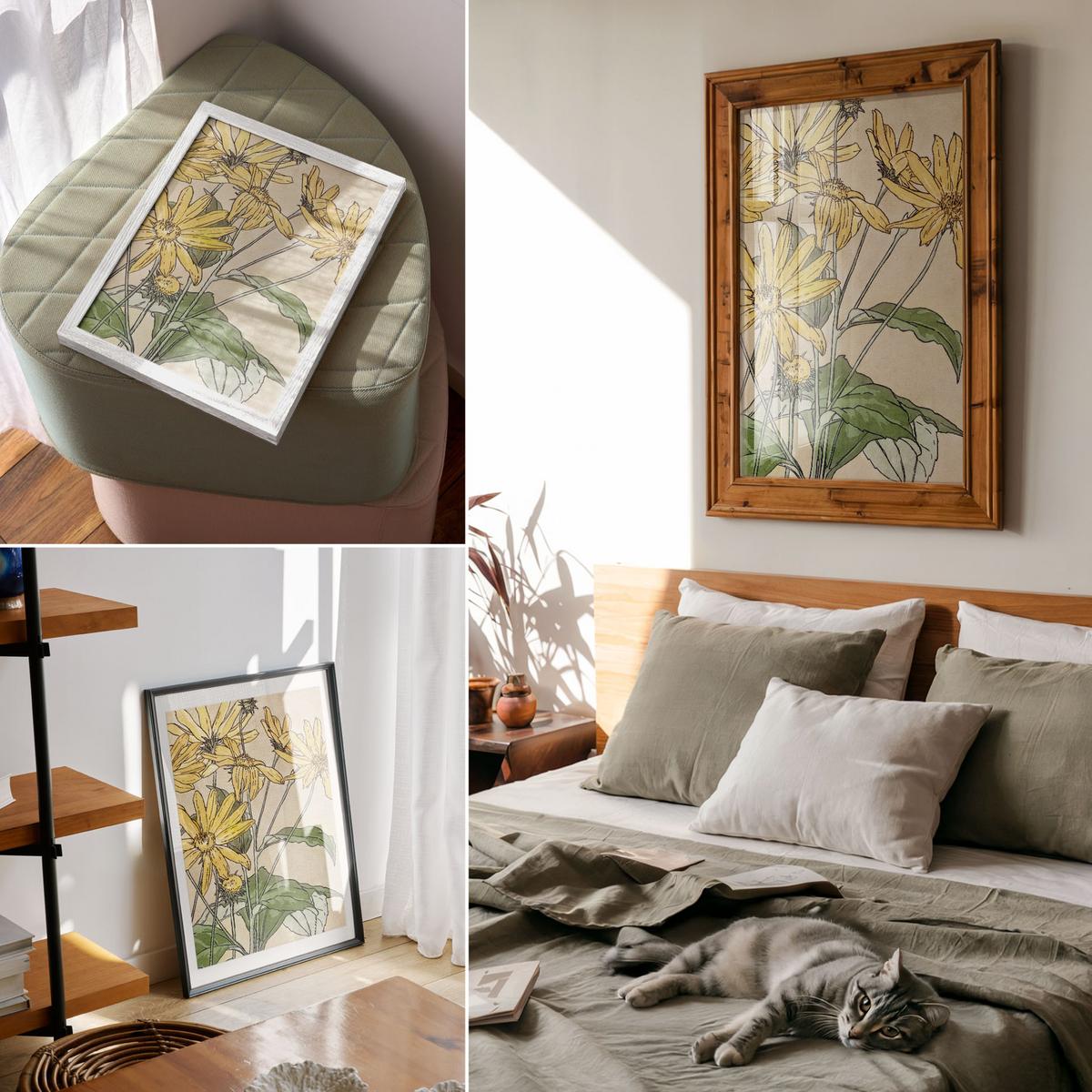 POSTER - 21x29 cm - Hannah Borger Overbeck - Sonnenblumen - Gelb, Textil (21/29.7/0.1cm) - TULUP