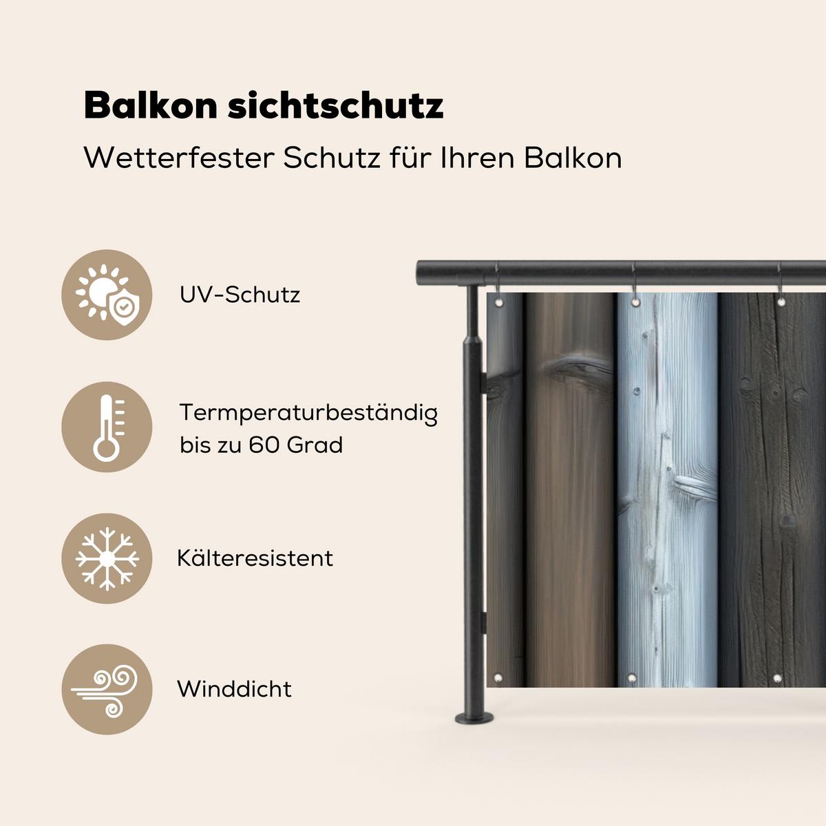 BALKON-SICHTSCHUTZ Holz - Dielen - Gemischt Windschutz 300x90 cm - Teakfarben, Kunststoff (300/90cm) - MuchoWow