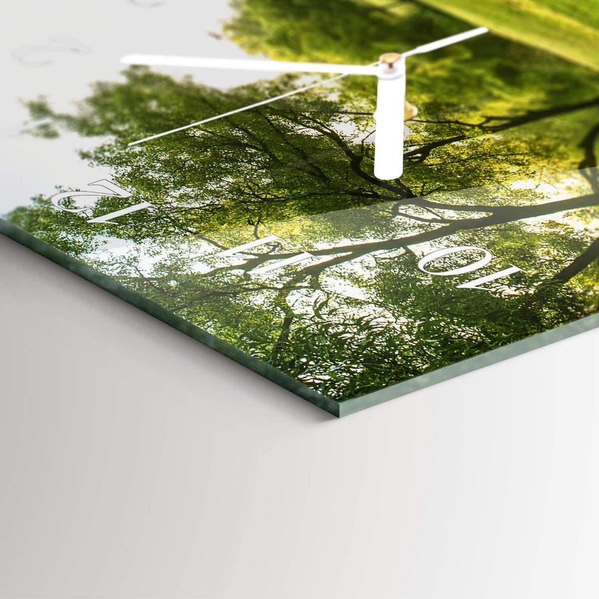 WANDUHR aus Glas 60x30 cm - Das Grün der Natur - Grün, Glas (60/30/0.4cm) - TULUP