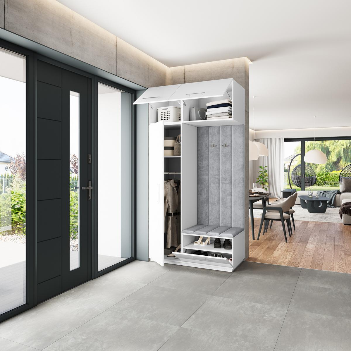 GARDEROBENSCHRANK REMA 120/240/60 cm Modern Weiß - Hellgrau/Weiß, Holzwerkstoff (120/240/60cm) - MASSENO
