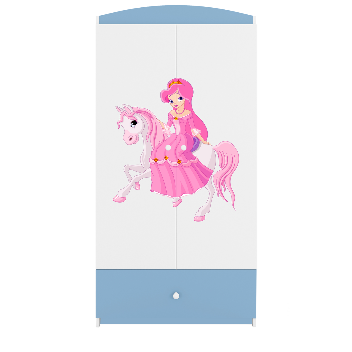 KINDERKLEIDERSCHRANK Prinzessin II - Blau, Holzwerkstoff (90/175/52cm) - RAUMHIRSCH FURNITURE
