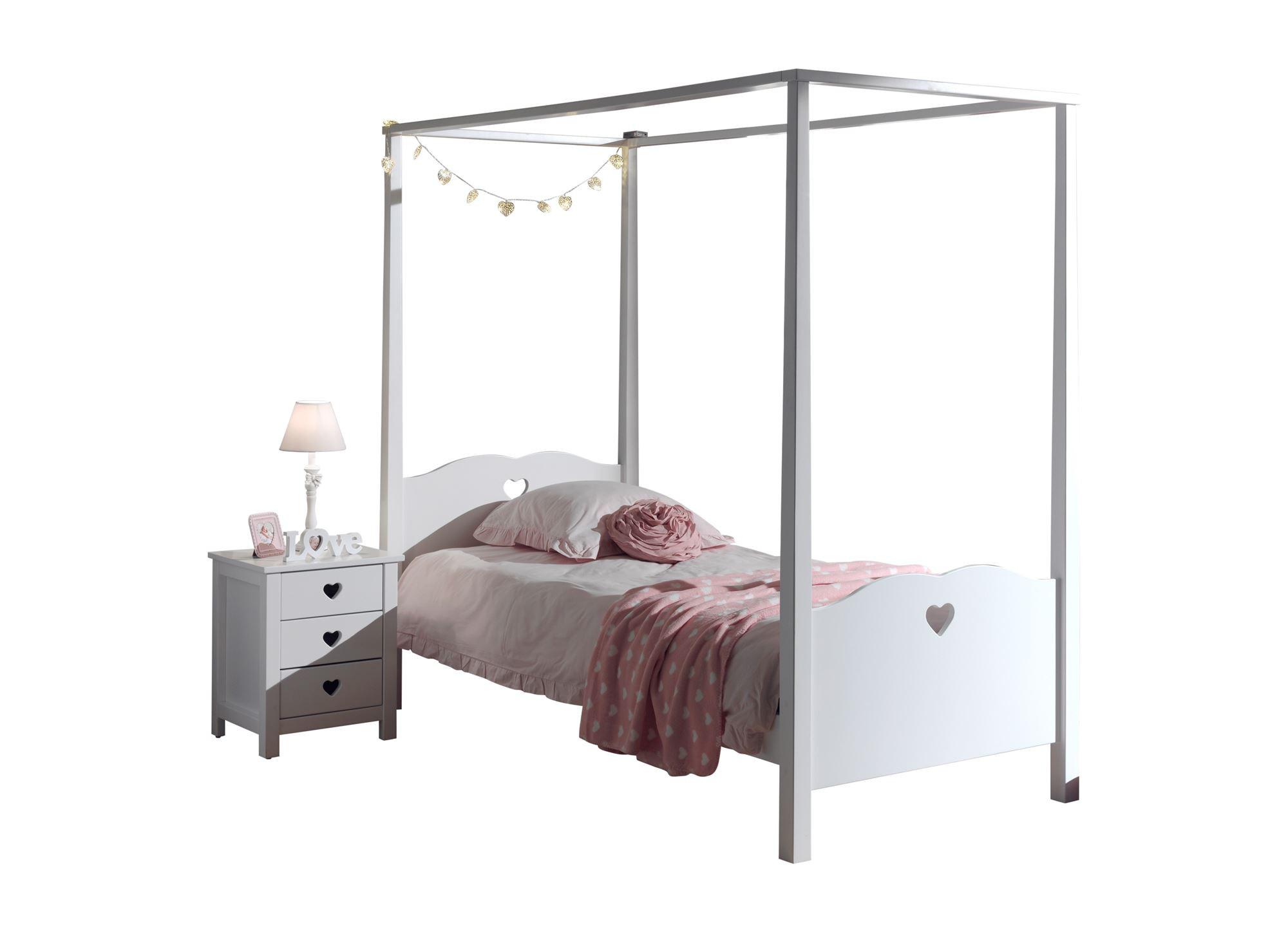 HIMMELBETT mit Nachtkommode Kamila 211x187x96 aus MDF in Weiß - Weiß, Holzwerkstoff (90/200cm) - 58aufmkessel