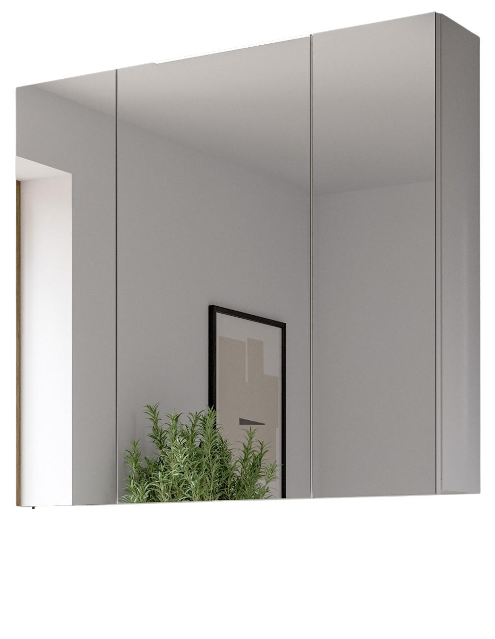 SPIEGELSCHRANK weiß 82 x 77 cm, Badschrank 3-türig mit Spiegel - Weiß, Glas/Holzwerkstoff (82/77/18cm) - Inn.Furn