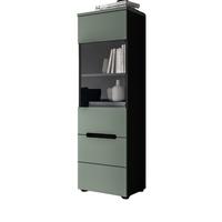 VITRINE Salbei Grün, Basalt Grau hängend / stehend 36 cm mit Soft-Close - Salbeigrün/Schwarz, Glas/Holzwerkstoff (36/125/33cm) - Inn.Furn