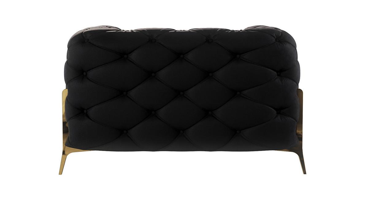 CHESTERFIELD-SESSEL Lexi Schwarz Samt - Goldfarben/Schwarz, Holz/Textil (125/75/100cm) - S-Style Möbel