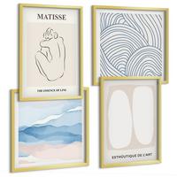 BILDER SET 4er Set - 50x50 cm & 40x60 cm Goldrahmen - Matisses abstrakte Formen - Goldfarben, Kunststoff (50/50cm) - TULUP