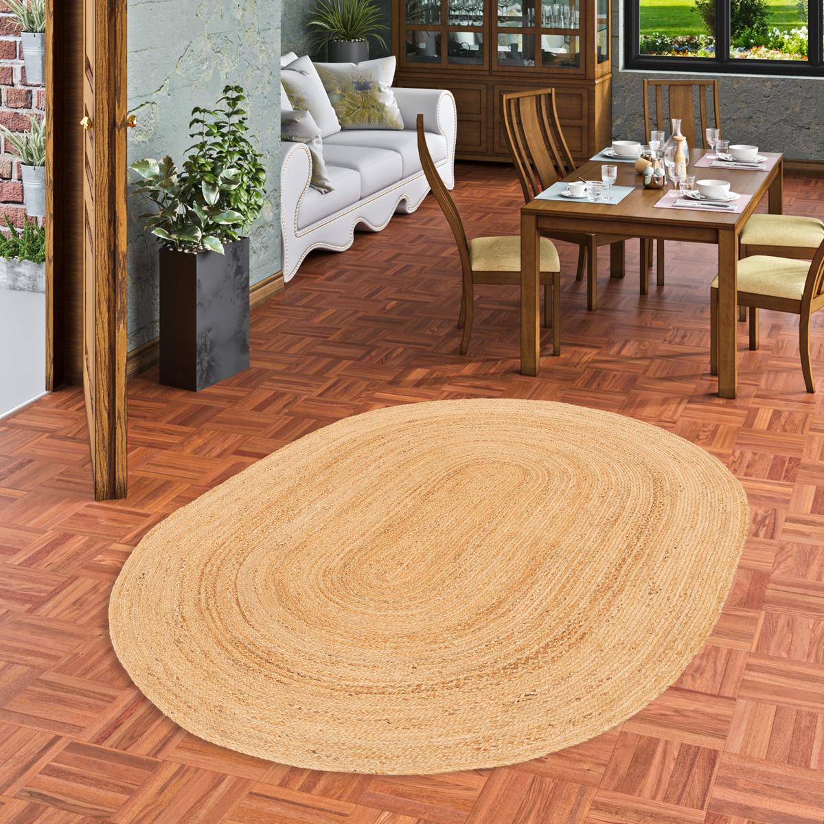 NATURFASER TEPPICH JUTE SALSA NATUR UNI - Beige, Textil (80/150cm) - Pergamon