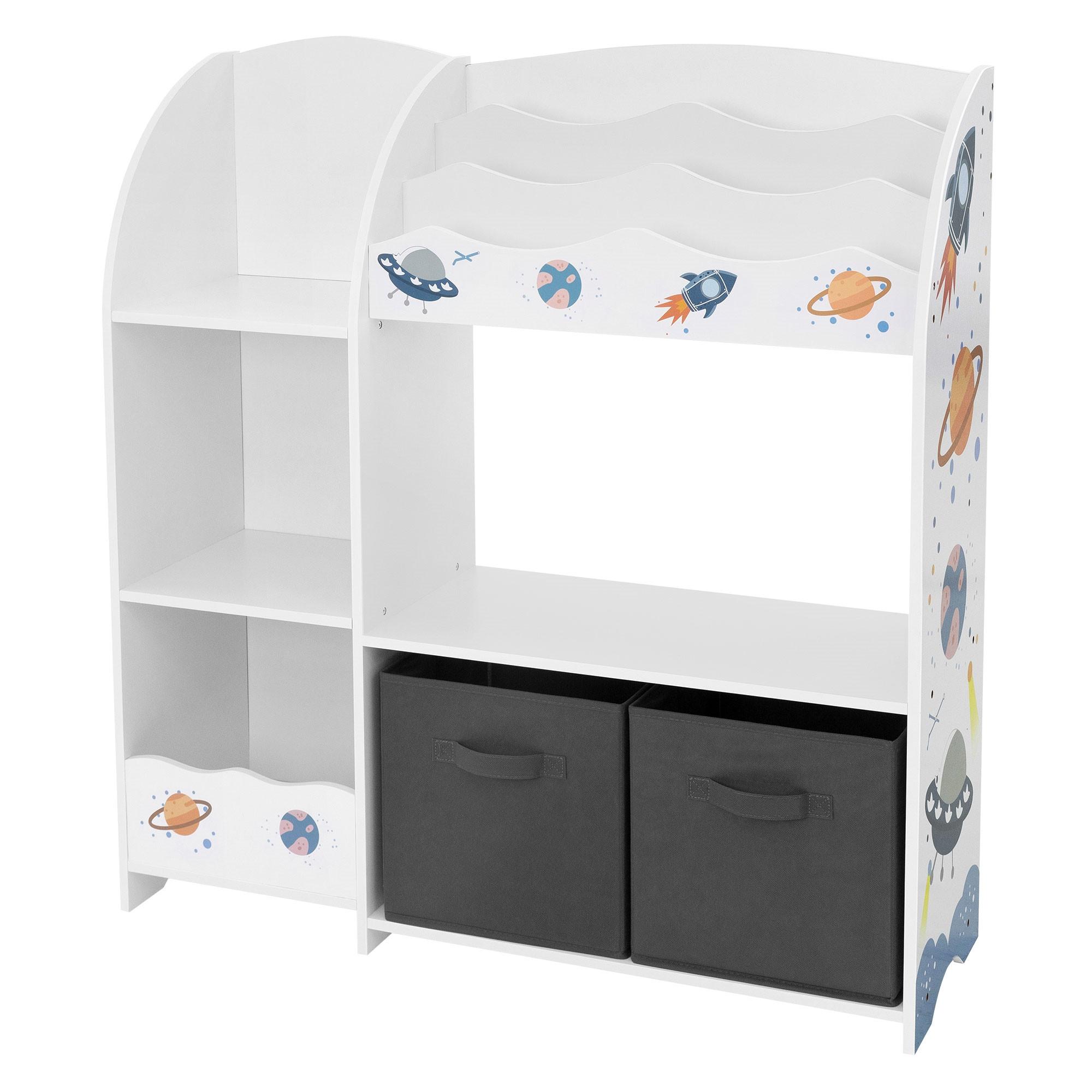 KINDERREGAL Weltraum Motiv 93 x 30 x 98 cm Weiß - Weiß, Holzwerkstoff (93/98/30cm) - Joyz