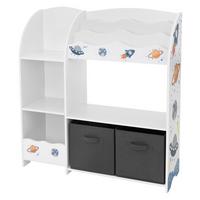 KINDERREGAL Weltraum Motiv 93 x 30 x 98 cm Weiß - Weiß, Holzwerkstoff (93/98/30cm) - Joyz