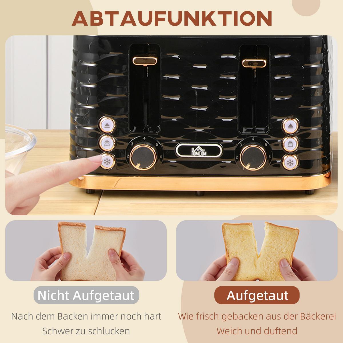 TOASTER mit Krümelschublade Stahl Schwarz - Schwarz, Metall (27.5/18.9/29.2cm) - HOMCOM