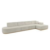ECKSOFA Ottomane Rechts IREA-L3-v2 - 412x165x80 cm Creme - Ecru/Perlmutt, Holzwerkstoff/Textil (412/165cm) - ALTDECOR