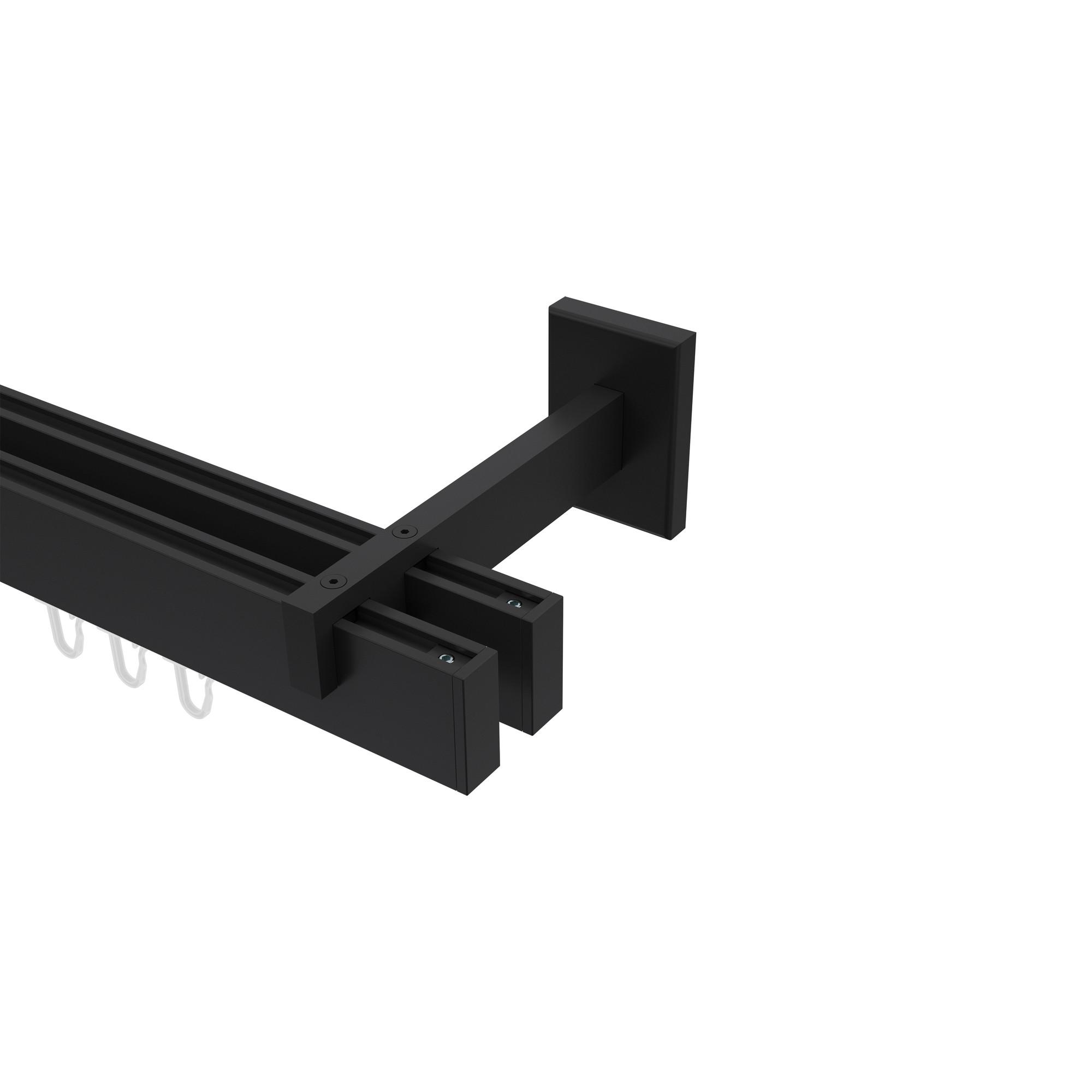 GARDINENSTANGE INNENLAUF Smartline Paxo 520 cm (geteilt in 4 x 130 cm), 2-läufig, 14x35 mm Schwarz - Schwarz, Metall (520cm) - INTERDECO