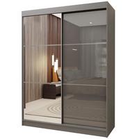 SCHWEBETÜRENSCHRANK VITALE 150/216/61 cm 2-türig mit Spiegel Grau - Grau, Holzwerkstoff (150/216/61cm) - MASSENO