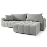 ECKSOFA FRIGA Hellgrau Strukturstoff mit Schlaffunktion - Hellgrau, Holz (283/185cm) - MASSENO
