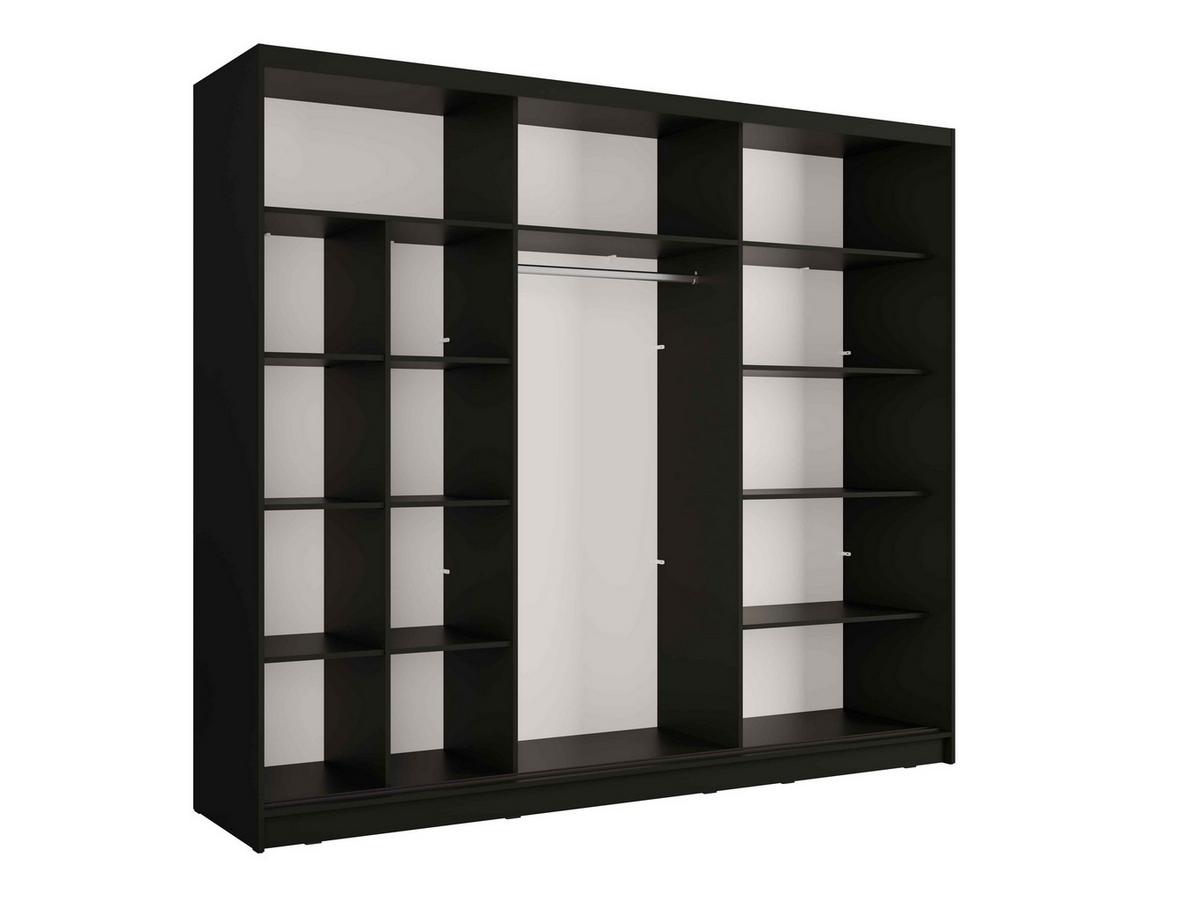 SCHWEBETÜRENSCHRANK VEYDAR 248/215/62cm 3-türig mit Spiegel Grau - Grau, Holzwerkstoff (248/215/62cm) - MASSENO