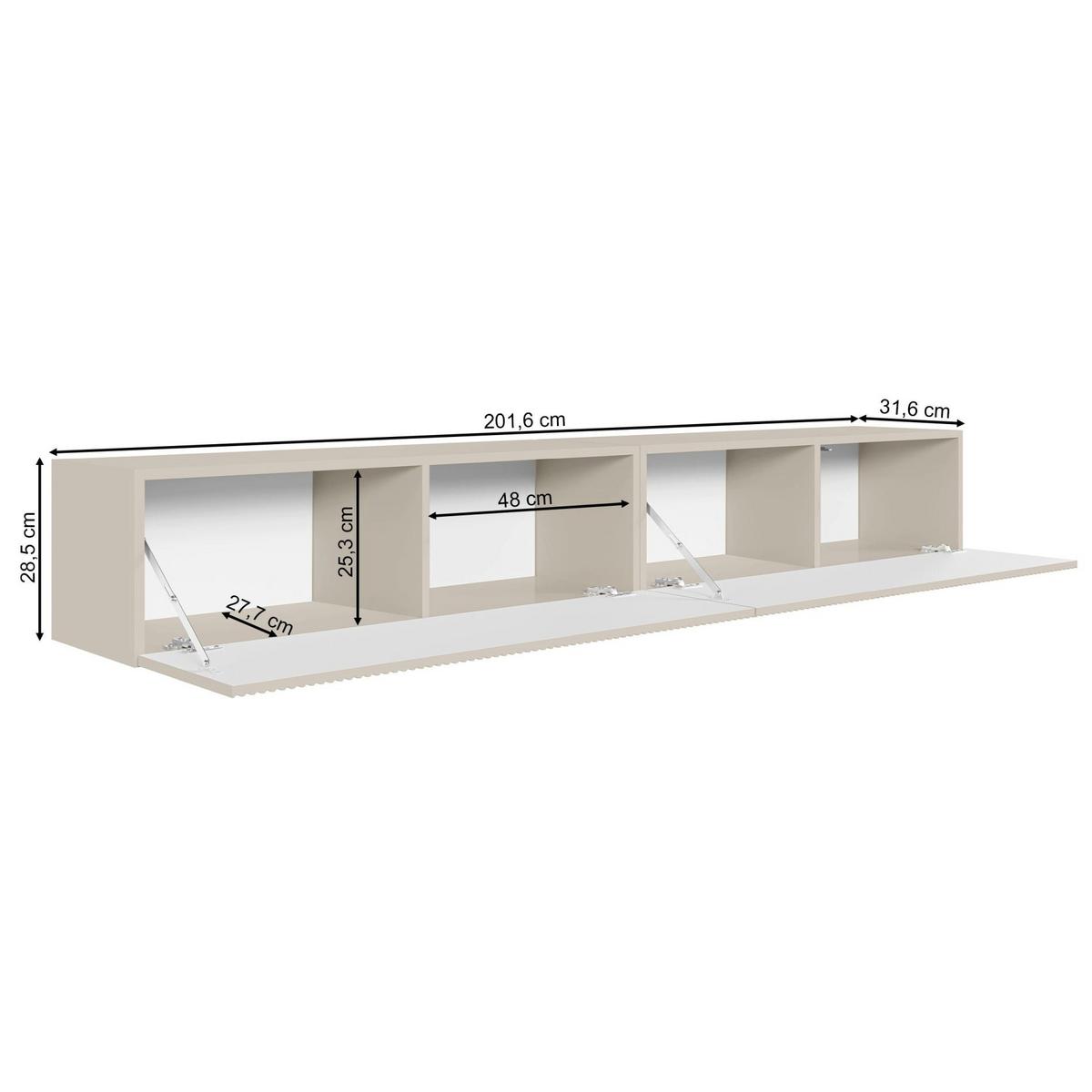 TV-LOWBOARD Veldio hängend Greige 200 cm - Taupe, Holzwerkstoff (201.6/28.5/31.6cm) - Selsey