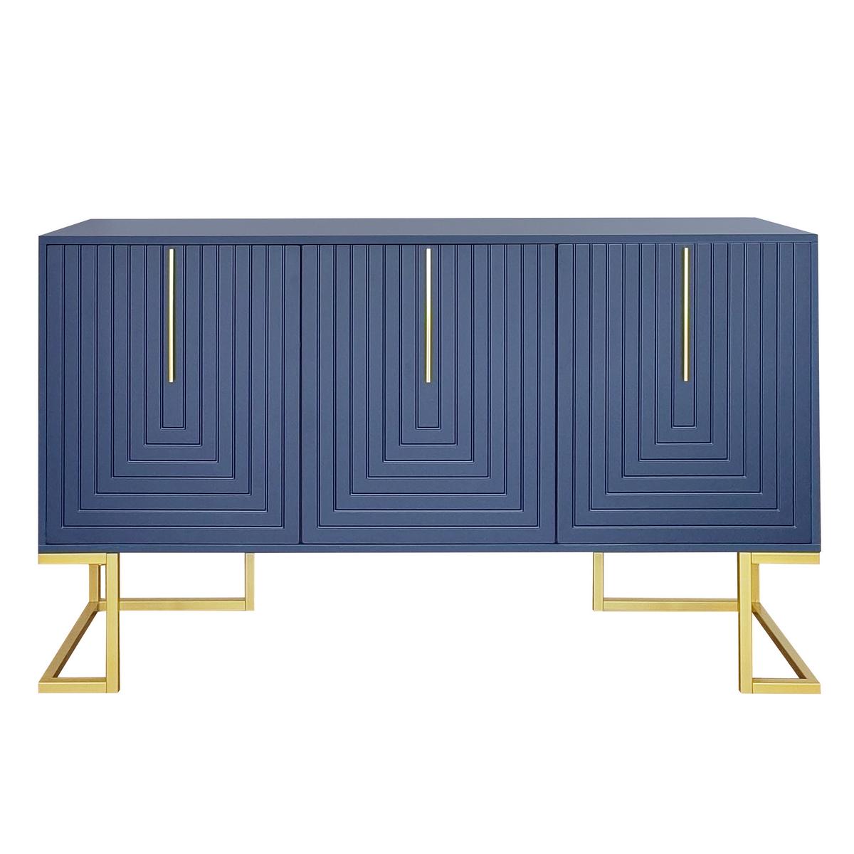SIDEBOARD Blau 138/40/80,5CM - Blau, Holzwerkstoff/Metall (40/81/138cm) - Urban Meuble