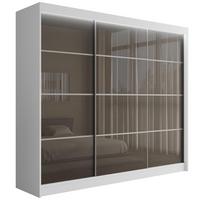 KLEIDERSCHRANK PEKA III mit LED - 250 cm - Weiß|Grau - Weiß/Grau, Holzwerkstoff (250/215/61cm) - ALTDECOR