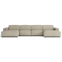 WOHNLANDSCHAFT Sellmo 368 cm - Taupe/Schwarz, Kunststoff/Textil (374/70/166cm) - Selsey
